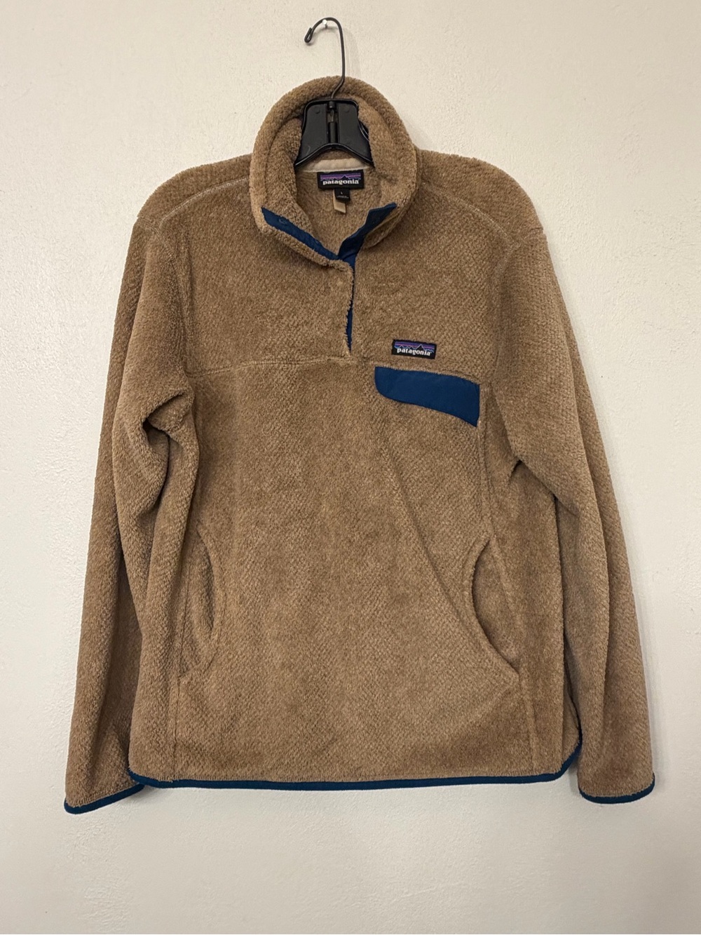 Patagonia Women's Khaki and Blue Re-Tool Snap-T Fleece Polartec Pullover Size L
